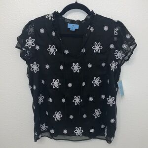 Black Floral Lace Women's Top
